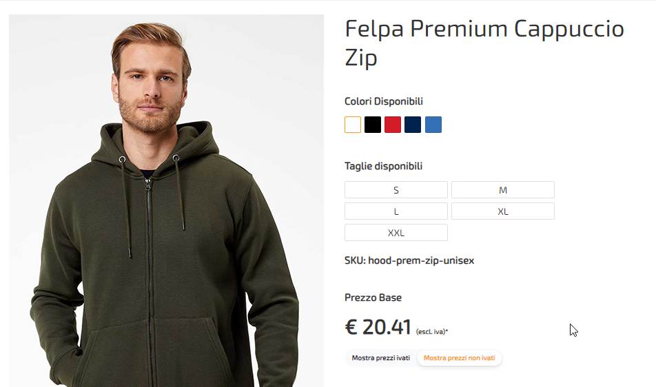 Felpa Premium Cappuccio Zip Personalizzabile Print on Demand